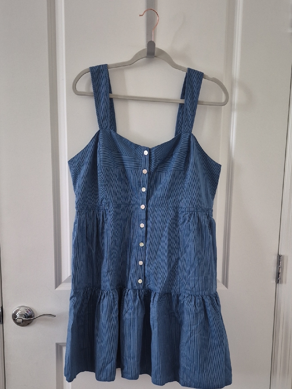Madewell Blue and White Striped Button-Front Top